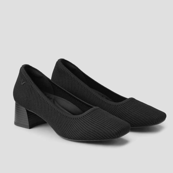 VIVAIA Melody Pro Square-Toe Chunky Heels Size 39 us 8 Black Stretch Upper - Picture 2 of 13